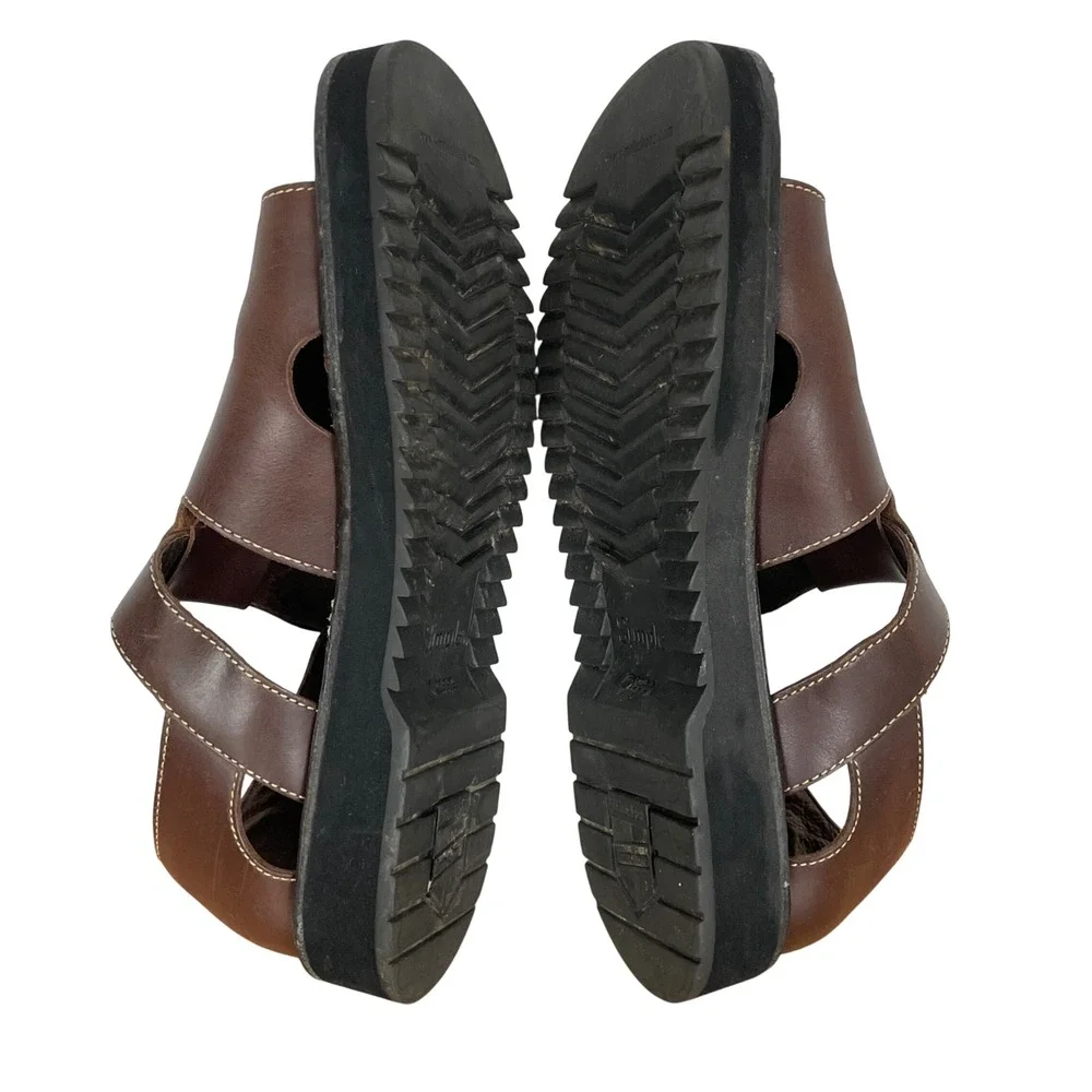 VTG Simple Brown Leather Fisherman Sandals Mens 11 Earthy Rugged Comfort Outdoor